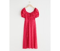 Gesmoktes Midikleid mit Seitenschlitz - Rot