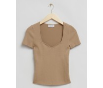 Strickoberteil mit Sweetheart-Ausschnitt - Beige
