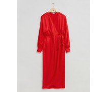 Lockeres Wickelkleid mit Faltendetail - Rot