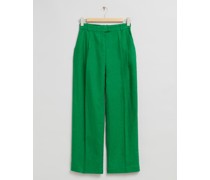 Lockere, Elegante Hose mit Falten - Grün