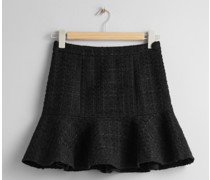 Tweed-Minirock mit Rüschen - Schwarz
