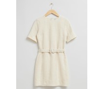 Minikleid Aus Tweed mit Gürtel - Weiß