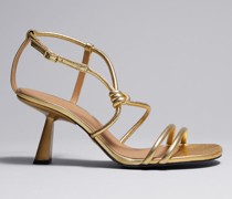 Sandalen mit Absatz Und Knotendetail - Goldfarben