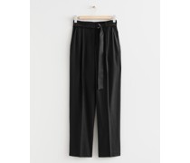 Seidenhose mit Gürtel - Schwarz