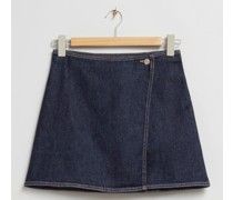 Jeans-Wickelrock mit Niedrigem Bund - Blau