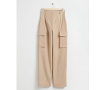 Schmal Zulaufende Hose mit Hohem Bund - Beige