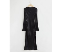 Midikleid Aus Satin - Schwarz