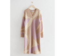 Midikleid mit Intarsienmuster - Beige Mehrfarbig Rosa