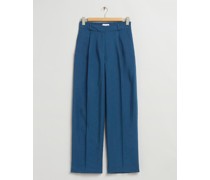 Hose mit Falten Und Geradem Bein - Blau