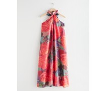 Bedrucktes Neckholder-Midikleid - Rosa