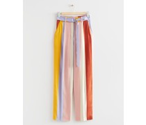 Seidenhose mit Gürtel - Mehrfarbig Rosa Lila Gelb