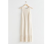 Häkel-Midikleid mit Fransen - Weiß