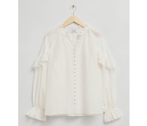 Lockere Bluse mit Rüschen - Weiß
