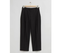 Faltenhose mit Geradem Bein - Schwarz