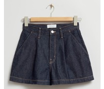 Chinoshorts Aus Denim mit Hohem Bund - Blau