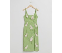 Midikleid mit Blumenstickerei - Grün