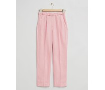 Schmal Zulaufende Hose mit Hohem Bund - Rosa