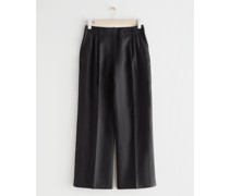 Leinenhose mit Hohem Bund - Schwarz