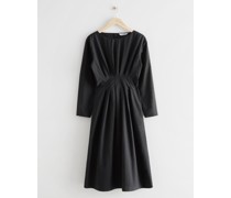 Midikleid mit Betonter Taille Und Drapiertem Finis - Schwarz