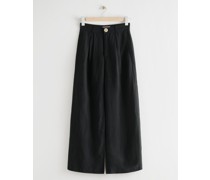 Leinenhose mit Hohem Bund - Schwarz