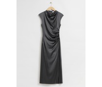 Körpernahes Midikleid mit Gerafftem Seitensaum - Grau