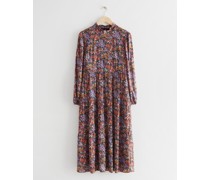 Bedrucktes, Gestuftes Midikleid - Mehrfarbig Lila