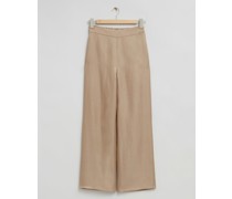 Hose mit Hohem Bund Und Weitem Bein - Beige