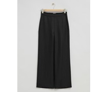 Hose mit Hohem Bund Und Weitem Bein - Schwarz