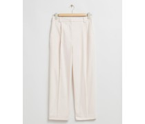 Faltenhose mit Geradem Bein - Weiß