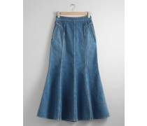 Jeans-Maxirock mit Falten - Blau