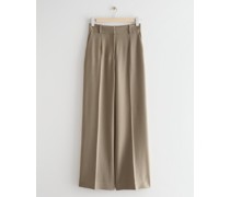 Ausgestellte Hose mit Weitem Bein - Beige