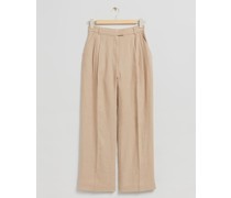 Lockere, Elegante Hose mit Falten - Beige
