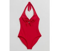 Neckholder-Badeanzug mit Schleife - Rot
