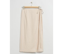 Midi-Wickelrock mit Hohem Bund - Beige