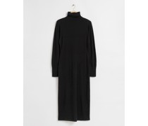 Körpernahes Gestricktes Midikleid Aus Wolle - Schwarz