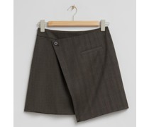 Kurzer Asymmetrischer Wickelrock - Grau