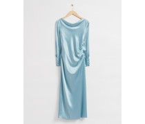 Körpernahes Kleid mit Wasserfallausschnitt - Türkis