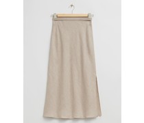 Midirock Aus Leinen mit Bindedetail - Beige