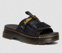 Ayce Logo Milled Leder Plateau Rieandalen Sandalen in Schwarz