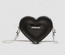 Herzförmige Mini Ledertasche in Schwarz