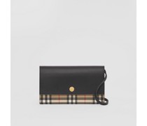 Brieftasche aus Karo-Gewebe und Leder