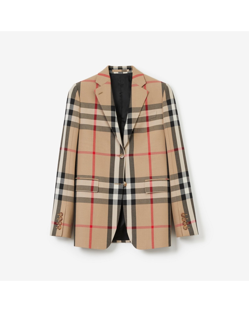 Burberry Damen Jacquard-gewebtes Karojackett aus Wolle und Baumwolle