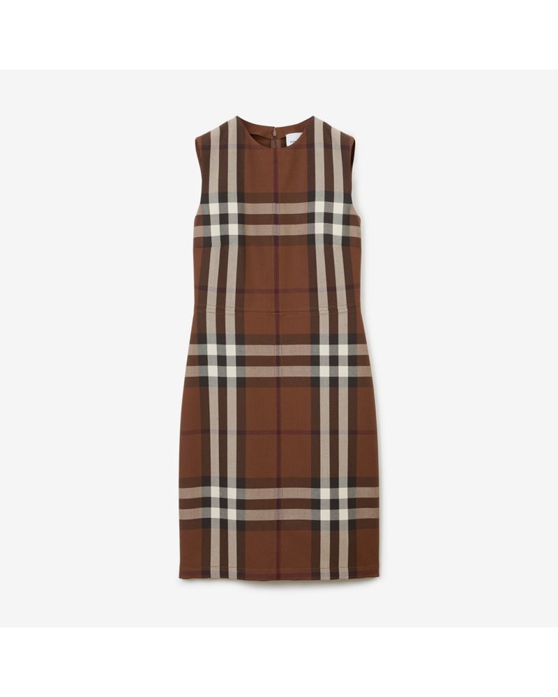 Burberry Damen Ärmelloses Baumwolljacquard-Kleid im Karodesign