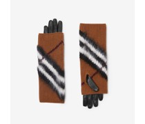 Lederhandschuhe mit Chevron-Karostulpen