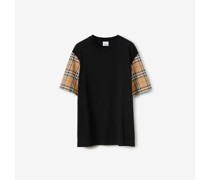 Baumwoll-T-Shirt mit Check-Ärmeln