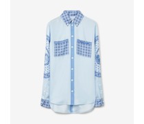Oversize-Seidenbluse mit Monumenten-Print