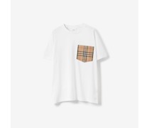 Baumwoll-T-Shirt mit Check-Tasche