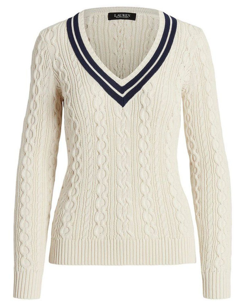 Ralph Lauren Damen Strickpullover mit Zopfmuster