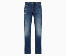 Jeans J06 In Slim Fit aus Stretch-denim Im Used-look