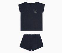 Asv Pyjama Bestehend aus Einem T-shirt und Shorts aus Bio-baumwolle mit Logonieten